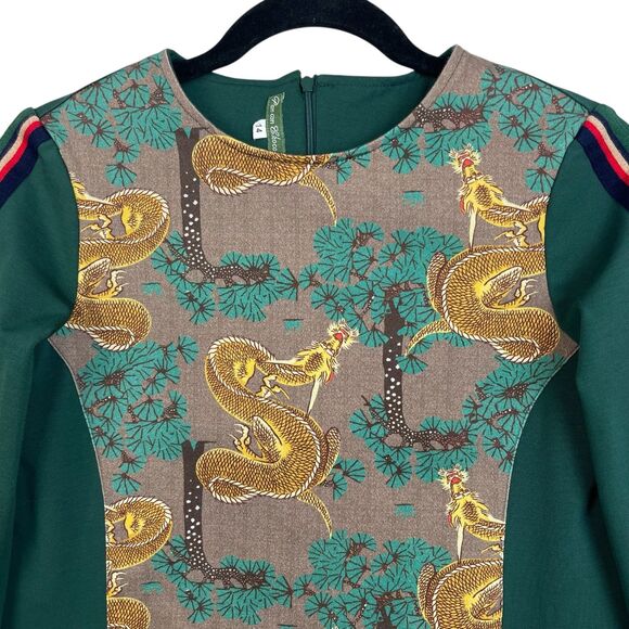 Pan con Chocolate Girls Tunic Top Size 14 Green Long Sleeve Dragon Print Spain - Picture 2 of 9